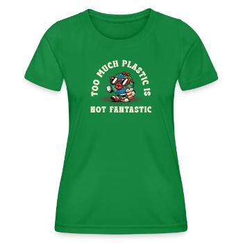 Trop de plastique – pas une expression environnementale exceptionnelle - T-shirt sport Femme - vert - Devant - AI Model Female 172 dark (172cm)