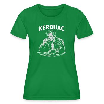 Jack Kerouac trinkt Espresso im Café - Frauen Funktions-T-Shirt - Kelly Green - Vorne - AI Model Female 172 dark (172cm)
