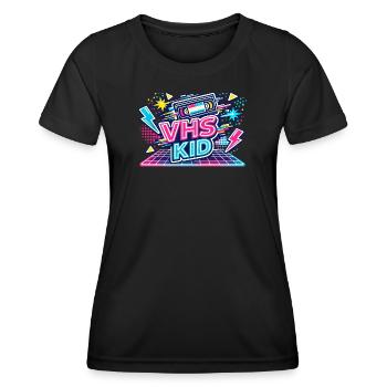 VHS KID Neon Retro - Frauen Funktions-T-Shirt - Schwarz - Vorne - AI Model Female 172 light (172cm)