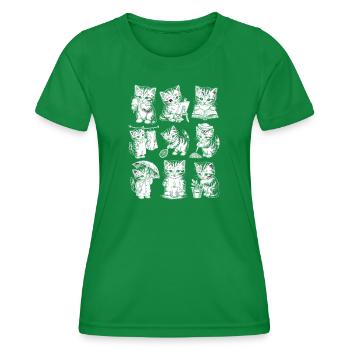 Kitten Library Adventure - Women's Functional T-Shirt - kelly green - Front - AI Model Female 172 dark (172cm)