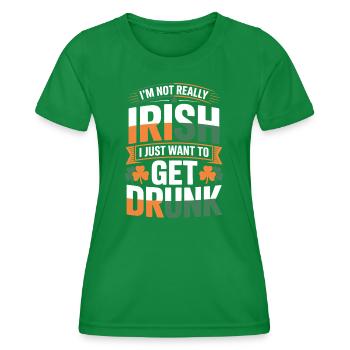 Nicht wirklich Iren, betrunken werden - Frauen Funktions-T-Shirt - Kelly Green - Vorne - AI Model Female 172 dark (172cm)