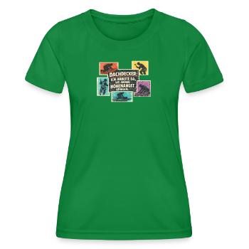 Dachdecker Spruch Retro Collage - Frauen Funktions-T-Shirt - Kelly Green - Vorne - AI Model Female 172 dark (172cm)