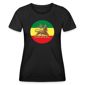 Lion of Judah Rasta Reggae Roots Jah Rastafari - T-shirt sport Femme - noir - Devant - AI Model Female 172 light (172cm)