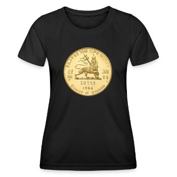 Lion de Judah Selassie I Jah Rastafari Rasta Racines - T-shirt sport Femme - noir - Devant - AI Model Female 172 light (172cm)