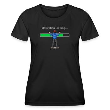 Motivationslade... Bitte warten Sie - Frauen Funktions-T-Shirt - Schwarz - Vorne - AI Model Female 172 light (172cm)