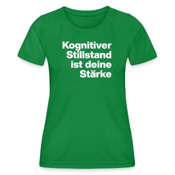 L’IMMOBILISATION COGNITIVE EST VOTRE FORCE. SARKASMU - T-shirt sport Femme - vert - Devant - AI Model Female 172 dark (172cm)