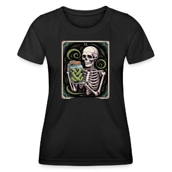 Tarotkarte XX Skelett Mit Essiggurken Glas - Frauen Funktions-T-Shirt - Schwarz - Vorne - AI Model Female 172 light (172cm)