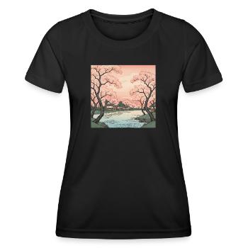 Traditioneller Japanischer Kirschblüten - Frauen Funktions-T-Shirt - Schwarz - Vorne - AI Model Female 172 light (172cm)