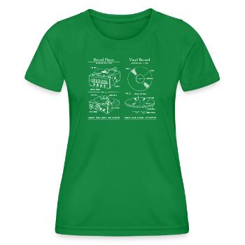 Retro Record Player Blueprint - Women's Functional T-Shirt - kelly green - Front - AI Model Female 172 dark (172cm)