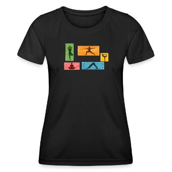 Colorful Yoga Silhouettes - Women's Functional T-Shirt - black - Front - AI Model Female 172 light (172cm)