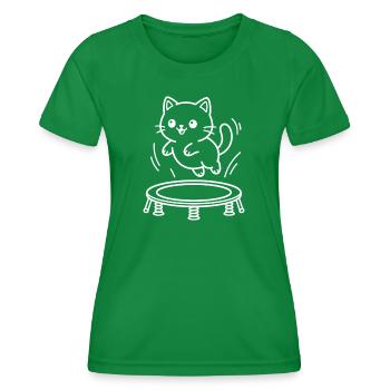 Kawaii Cats Trampoline - Women's Functional T-Shirt - kelly green - Front - AI Model Female 172 dark (172cm)