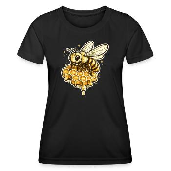 Motif de l’abeille en nid d’abeille - T-shirt sport Femme - noir - Devant - AI Model Female 172 light (172cm)
