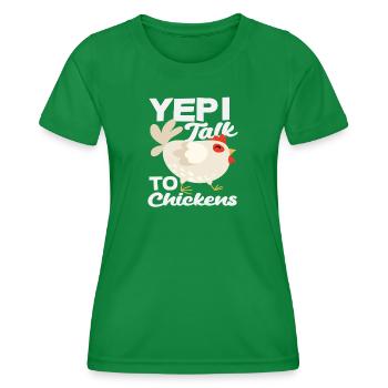 Ja ich rede mit Hühnern Lustig - T-shirt sport Femme - vert - Devant - AI Model Female 172 dark (172cm)