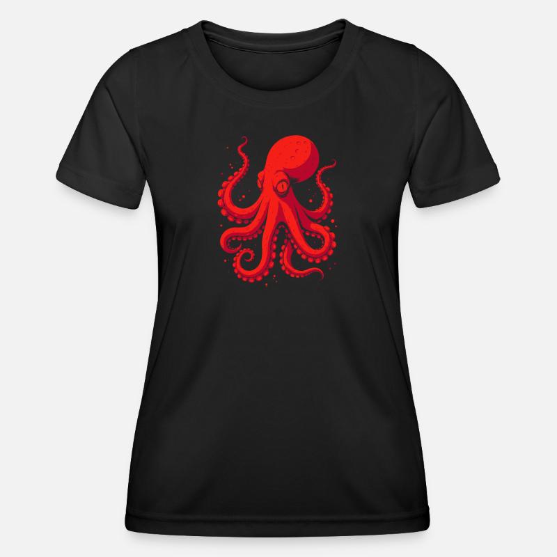 Crimson Octopus Pop Art - Women's Functional T-Shirt - black