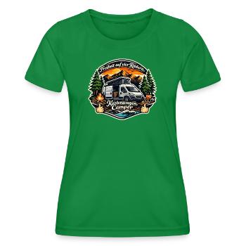 Freiheit auf vier Rädern Kastenwagen Camper - Frauen Funktions-T-Shirt - Kelly Green - Vorne - AI Model Female 172 dark (172cm)