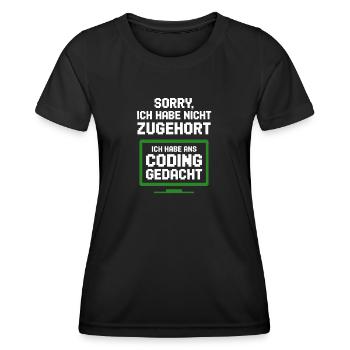 Coding Monitor Tee - Frauen Funktions-T-Shirt - Schwarz - Vorne - AI Model Female 172 light (172cm)