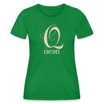 Q Queen Monogram Font - Women's Functional T-Shirt - kelly green - Front - AI Model Female 172 dark (172cm)