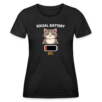 Katze mit niedriger Sozialbatterie - Frauen Funktions-T-Shirt - Schwarz - Vorne - AI Model Female 172 light (172cm)