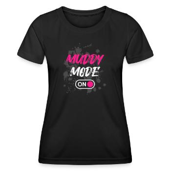 Muddy Mode on Schlammlauf Mud Run Muddy Race - Frauen Funktions-T-Shirt - Schwarz - Vorne - AI Model Female 172 light (172cm)