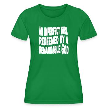 UNE FILLE IMPARFAITE RACHETÉE PAR UN DIEU REMARQUABLE - T-shirt sport Femme - vert - Devant - AI Model Female 172 dark (172cm)