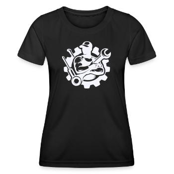 Schrauberkraft im Zahnrad-Design - Frauen Funktions-T-Shirt - Schwarz - Vorne - AI Model Female 172 light (172cm)