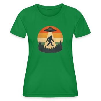 Vaisseau spatial extraterrestre Bigfoot, OVNI Sasquatch Believers - T-shirt sport Femme - vert - Devant - AI Model Female 172 dark (172cm)