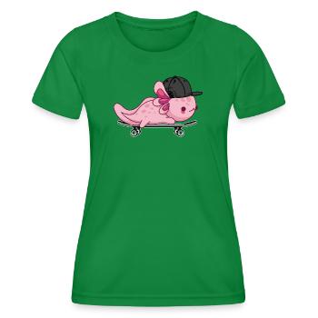 Cooles Axolotl-Skateboarding – Kawaii-Stil - Frauen Funktions-T-Shirt - Kelly Green - Vorne - AI Model Female 172 dark (172cm)