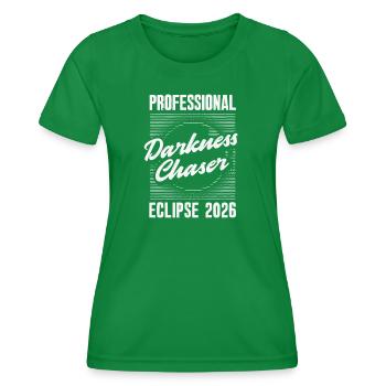 Solar eclipse 2026, August 12 - Women's Functional T-Shirt - kelly green - Front - AI Model Female 172 dark (172cm)