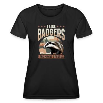 Blaireau animal drôle - T-shirt sport Femme - noir - Devant - AI Model Female 172 light (172cm)
