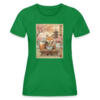 Fuchs Ramen Japanischer Vintage Stil - Frauen Funktions-T-Shirt - Kelly Green - Vorne - AI Model Female 172 dark (172cm)