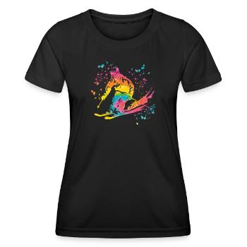 Alpine skiing Winter sports Nordic skiing - Women's Functional T-Shirt - black - Front - AI Model Female 172 light (172cm)