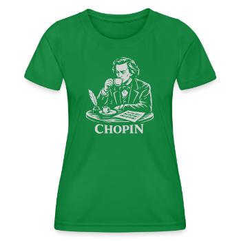 Chopin Coffee Portrait Vintage Line Art - Women's Functional T-Shirt - kelly green - Front - AI Model Female 172 dark (172cm)