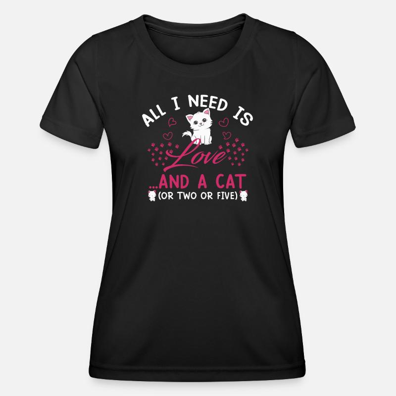cat love - Women's Functional T-Shirt - black