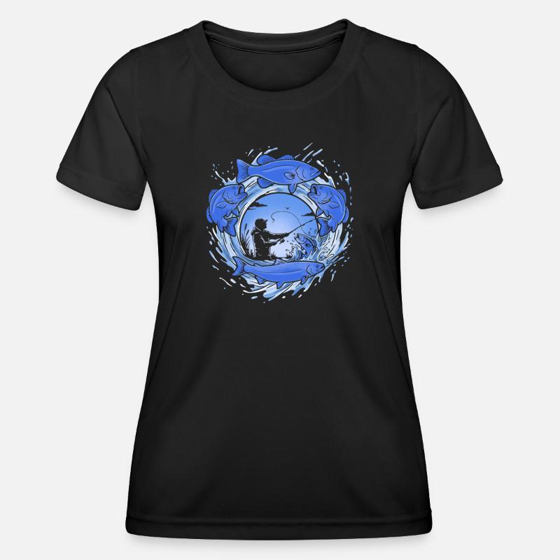 Fishing – dynamic fish and angler graphics - Women's Functional T-Shirt - black