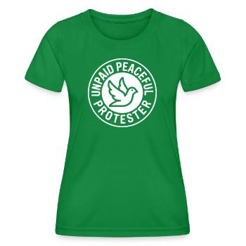 Militant pacifique non rémunéré déclarant Manifestation - T-shirt sport Femme - vert - Devant - AI Model Female 172 dark (172cm)
