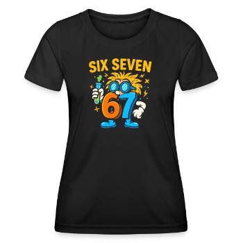 Six Seven 67 Science Humor Nerd Gift Idea - Women's Functional T-Shirt - black - Front - AI Model Female 172 light (172cm)