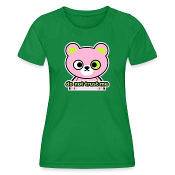 Neon Rebel Bear – Do Not Trust Me - Women's Functional T-Shirt - kelly green - Front - AI Model Female 172 dark (172cm)
