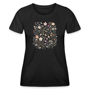 Wildflowers Flowers Flowers Natural Botanical Garden - Women's Functional T-Shirt - black - Front - AI Model Female 172 light (172cm)