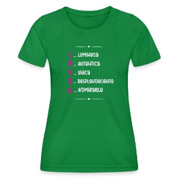 Laura: Personalisierter Name - Frauen Funktions-T-Shirt - Kelly Green - Vorne - AI Model Female 172 dark (172cm)