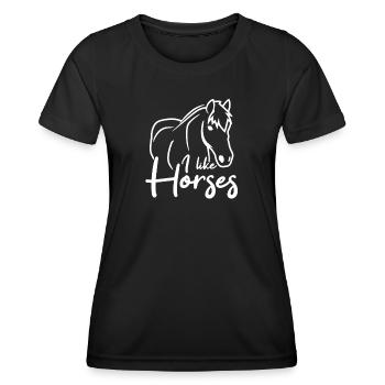 Ich mag Pferde - Frauen Funktions-T-Shirt - Schwarz - Vorne - AI Model Female 172 light (172cm)