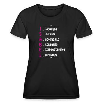 Isabel Name Personalized Gift - Women's Functional T-Shirt - black - Front - AI Model Female 172 light (172cm)