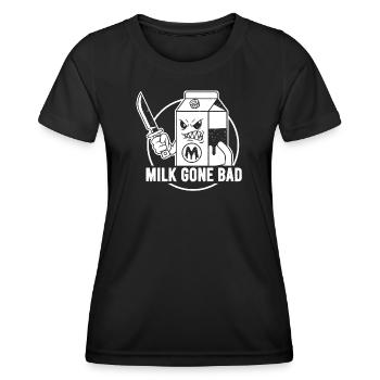 Le lait devient mauvais : une silhouette menaçante en carton - T-shirt sport Femme - noir - Devant - AI Model Female 172 light (172cm)