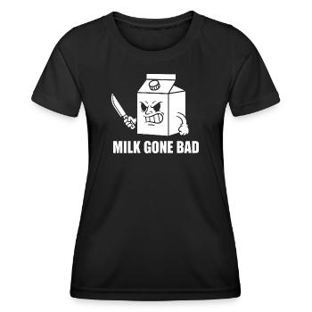 Dessin animé Rage Pourrie du Lait - T-shirt sport Femme - noir - Devant - AI Model Female 172 light (172cm)
