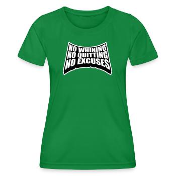 Pas de plaintes, pas d’abandon, pas d’excuses, motivation pour la salle de sport - T-shirt sport Femme - vert - Devant - AI Model Female 172 dark (172cm)