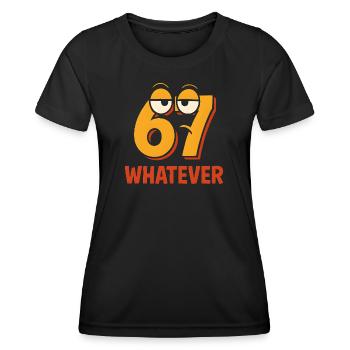 Six Seven : Whatever Italian Brainrot Humour Meme - T-shirt sport Femme - noir - Devant - AI Model Female 172 light (172cm)