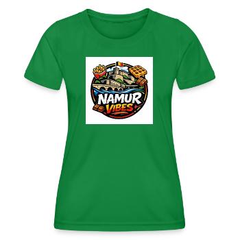 Namur Streetwear Culture Logo – Belgium Urban - T-shirt sport Femme - vert - Devant - AI Model Female 172 dark (172cm)