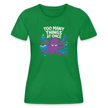 Funny Octopus Overstimulated - Women's Functional T-Shirt - kelly green - Front - AI Model Female 172 dark (172cm)
