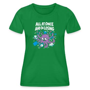 Funny Octopus Overstimulated - Women's Functional T-Shirt - kelly green - Front - AI Model Female 172 dark (172cm)