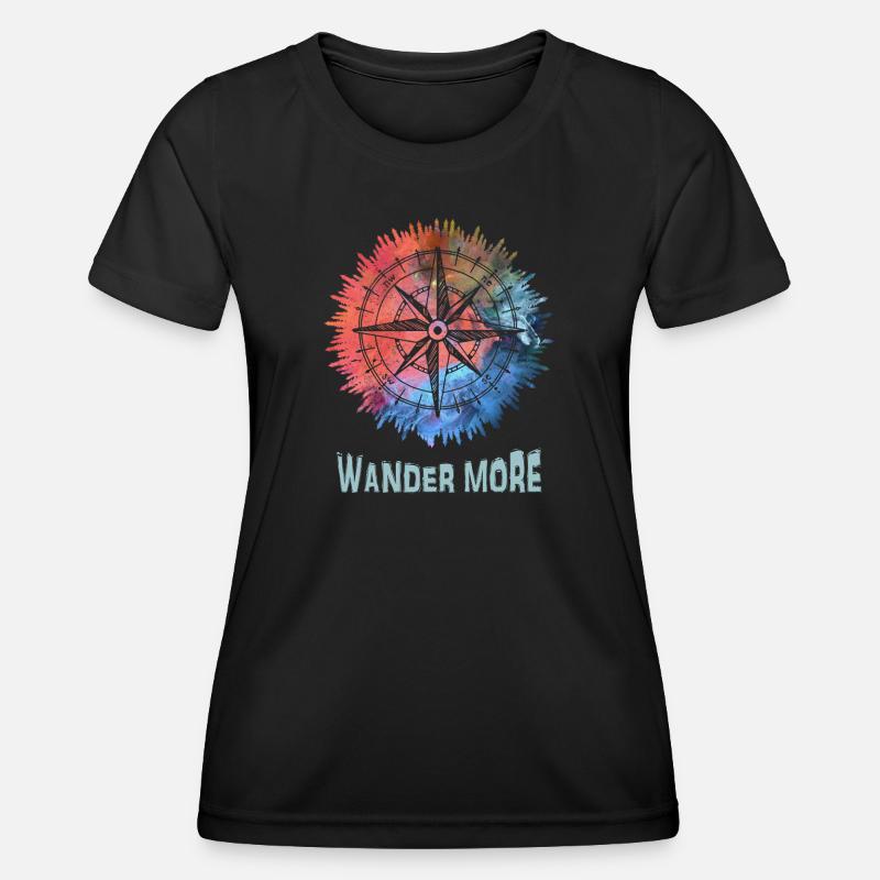 Wander More Compass Tie-Dye - Women's Functional T-Shirt - black
