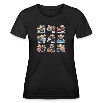 Suesser Mops Makler Immobilien Hundeliebhaber - Frauen Funktions-T-Shirt - Schwarz - Vorne - AI Model Female 172 light (172cm)
